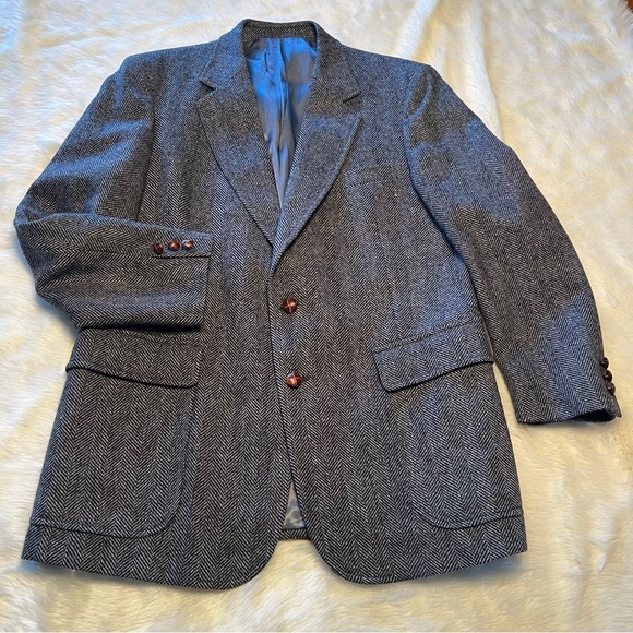 Men’s vintage wool herringbone custom tailored blazer - Picture 1 of 7